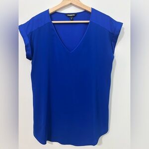 Express Royal Blue V-Neck Blouse